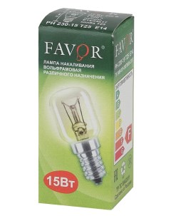 Лампа накаливания E14 T25 15Вт 90лм РН 230 15 для холод Б0038883 Favor