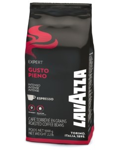 Кофе в зернах Gusto Pieno Expert 1 кг средняя обжарка смесь арабики и робусты 4338 Lavazza