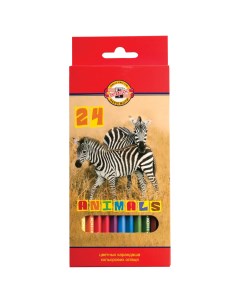 Набор цветных карандашей Animals шестигранные 24 шт заточенные 3554024008KSRU Koh-i-noor