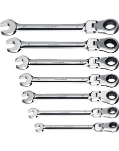 Набор ключей комбинированных трещоточных 27101 H7 предметов в наборе 7шт с шарниром пластиковый держ Зубр