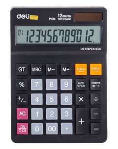 Калькулятор настольный EM01420 12 разрядный однострочный экран черный 1464684 Deli