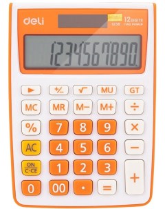Калькулятор настольный E1238 OR 12 разрядный однострочный экран оранжевый 1189227 Deli
