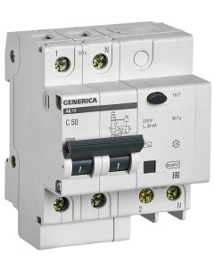 Выключатель автоматический дифференциального тока АД12 2P C 50А AC 30мА MAD15 2 050 C 030 Generica