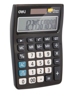 Калькулятор настольный E1238black 12 разрядный однострочный экран черный 1003509 Deli