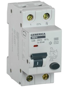 Выключатель автоматический дифференциального тока АВДТ 32 2P C 25А AC 30мА MAD25 5 025 C 30 Generica