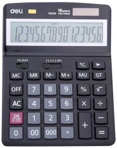 Калькулятор настольный E39259 16 разрядный однострочный экран черный 495827 Deli