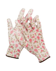 Перчатки садовые полиэстер с полиуретановым покрытием 13 класс M белый розовый 11291 M Grinda