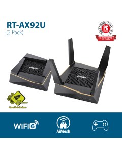 Mesh система RT AX92U 2 Pack 802 11a b g n ac ax 2 4 5ГГц до 6071 Мбит с LAN 4x1Гбит с WAN 1x1 Гбит  Asus