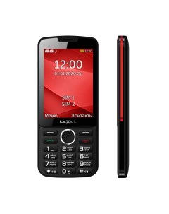 Мобильный телефон TM 308 3 2 320x240 TFT BT 1xCam 2 Sim 1200 мА ч micro USB черный красный Texet