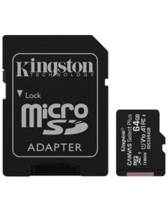 Карта памяти 64Gb microSDXC Canvas Select Plus Class 10 UHS I U1 V10 A1 адаптер SDCS2 64GB Kingston