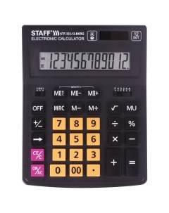 Калькулятор настольный PLUS STF 333 BKRG 12 разрядный однострочный экран черный оранжевый 250460 Staff