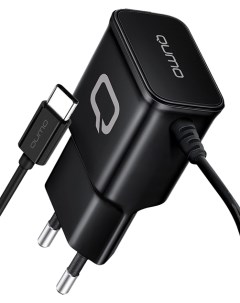 Сетевое зарядное устройство Energy Charger 0025 5W 2 1A черный 30549 встроенный кабель Type C Qumo