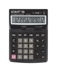 Калькулятор настольный STF 2512 12 разрядный однострочный экран черный 250136 Staff
