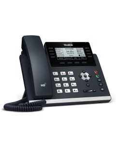 VoIP телефон SIP T43U 12 SIP аккаунтов монохромный дисплей PoE черный серебристый без БП Yealink