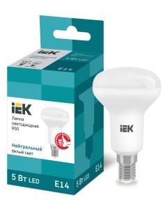 Лампа светодиодная E14 рефлектор R50 5Вт 4000K нейтральный свет 450лм LLE R50 5 230 40 E14 Iek