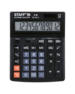 Калькулятор настольный STF 444 12 12 разрядный однострочный экран черный 250303 Staff