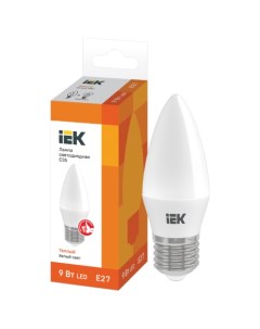 Лампа светодиодная E27 свеча C35 9Вт 3000K теплый свет 810лм LLE C35 9 230 30 E27 Iek