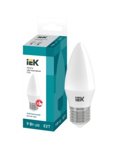Лампа светодиодная E27 свеча C35 9Вт 4000K нейтральный свет 810лм LLE C35 9 230 40 E27 Iek