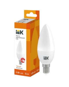 Лампа светодиодная E14 свеча C35 5Вт 3000K теплый свет 450лм LLE C35 5 230 30 E14 Iek