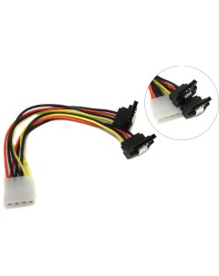 Кабель переходник питания адаптер Molex M 2xSATA 15 pin F 15 см угловой KDCBB Vention