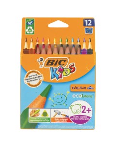 Набор цветных карандашей Kids Evolution Triangle трехгранные 12 шт заточенные 8297356 Bic