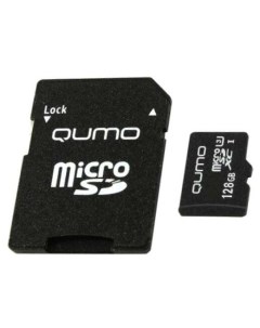 Карта памяти 128Gb microSDXC Pro Series Class 10 UHS I U3 адаптер QM128GMICSDXC10U3NA Qumo