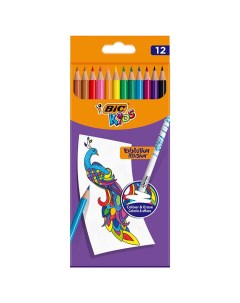 Набор цветных карандашей Kids Evolution Illusion круглые 12 шт заточенные 987868 Bic