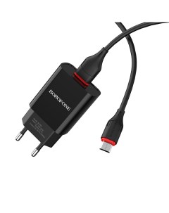 Сетевое зарядное устройство Borofone BA20A Sharp, 1USB, 2.1A, черный (02135), кабель microUSB