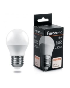 Лампа светодиодная E27 шар G45 9Вт 2700K теплый свет 730лм LB 1409 38080 Feron.pro