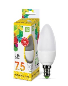 Лампа светодиодная E14 свеча C37 7 5Вт 3000K теплый свет 675лм LED СВЕЧА std standart 4690612003924 Asd