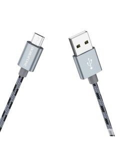 Кабель USB Micro USB 2 4A 1м серый BX24 Ring Borofone