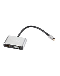 Кабель USB 3 1 Type C m HDMI f VGA f USB 3 0 Af PD 3 0 20см серый TUC055 Telecom