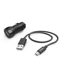 Автомобильное зарядное устройство H 183246 USB 2 4A кабель microUSB черный 00183246 Hama