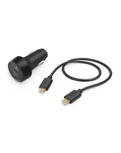 Автомобильное зарядное устройство H 183327 1xUSB Type C 3А QC PD кабель USB Type C черный 00183327 Hama