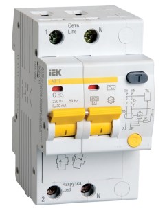Выключатель автоматический дифференциального тока 1P N C 16А A 10мА электромеханический MAD10 2 016  Iek