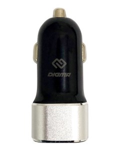 Автомобильное зарядное устройство DGCC 1U 2 1A BS USB 2 1А черный серебристый Digma