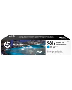 Картридж струйный HP 981Y (L0R13A), голубой, оригинальный, ресурс 16000 страниц для HP HP Pagewide Enterprise Color 556, HP Pagewide Enterprise Color MFP 586 Hp