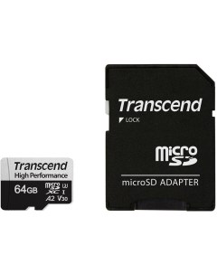 Карта памяти 64Gb microSD High Performance Class 10 UHS I U3 адаптер Transcend
