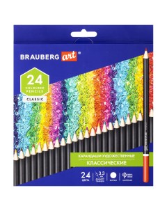 Набор цветных карандашей Classic Art круглые 24 шт заточенные 181537 Brauberg