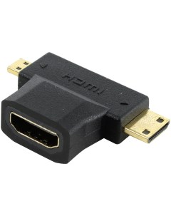 Переходник адаптер HDMI 19F Micro HDMI 19M Mini HDMI 19M черный 5bites