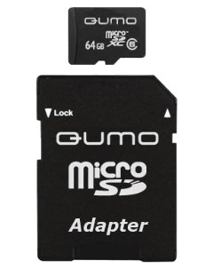 Карта памяти 64Gb microSDXC Class 10 UHS I U1 адаптер Qumo