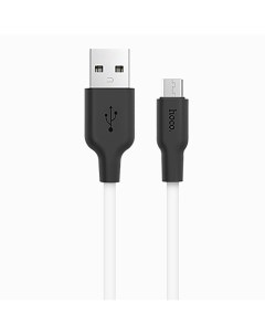 Кабель USB Micro USB 2A 1м белый черный Silicone X21 6957531071389 Hoco