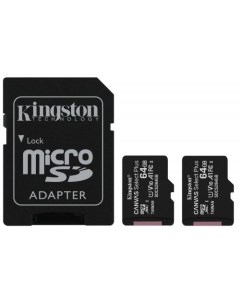 Карта памяти 64Gb microSDXC Canvas Select Plus Class 10 UHS I U1 V10 A1 адаптер Kingston