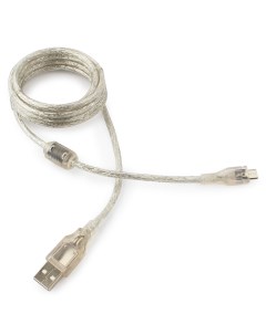 Кабель USB microUSB 1 8m прозрачный экранированный 1 фильтр CCP mUSB2 AMBM 6 TR Cablexpert