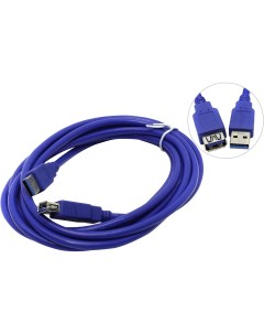Кабель удлинитель USB 3 0 AM USB 3 0 AF 3м синий VUS7065 3M Vcom