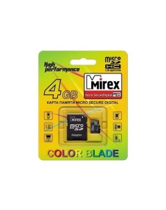 Карта памяти 4Gb microSDHC Class 4 адаптер Mirex