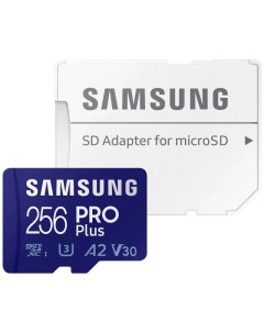 Карта памяти 256Gb microSDXC PRO PLUS Class 10 UHS I U3 V30 A2 адаптер MB MD256KA KR Samsung