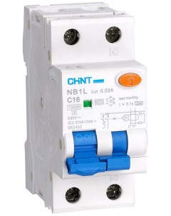 Выключатель автоматический дифференциального тока NB1L 1P N C 16А AC 30мА 203107 Chint