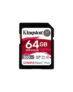 Карта памяти 64Gb SDXC Canvas React Plus Class 10 UHS II U3 V90 SDR2 64GB Kingston