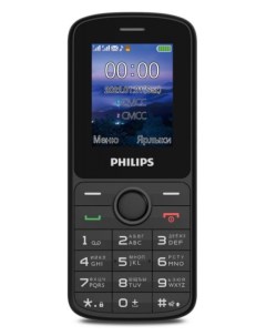 Мобильный телефон E2101 1 77 160x128 TFT BT 2 Sim 1000 мА ч micro USB черный CTE2101BK 00 Philips